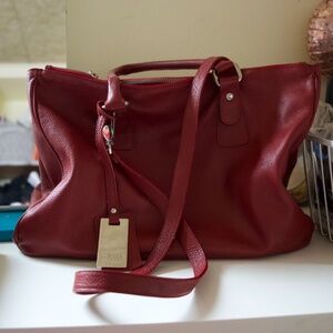 Claudia FIRENZE large red leather shoulder and crossbody bag.